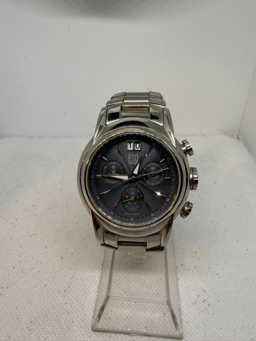 ESQ Movado E5290 Quest Chronograph Mens Stainless Steel Bracelet Watch 38mm